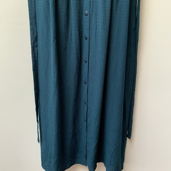 Vintage Monsoon Maxi Dress Fits UK 14 Green Blue Check Plaid Button Up 90s - Picture 8 of 12